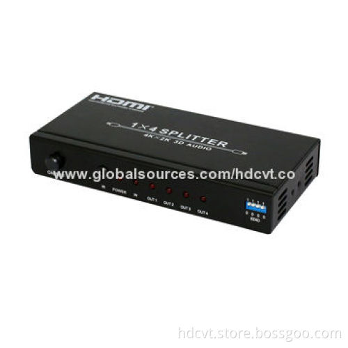 HDMI1.4 1x4 Splitter with EDID and Audio Extractor, Supports 3.5mm Phone Jack